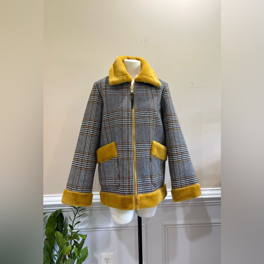 Juicy Couture Black Label Houndstooth Fur Coat